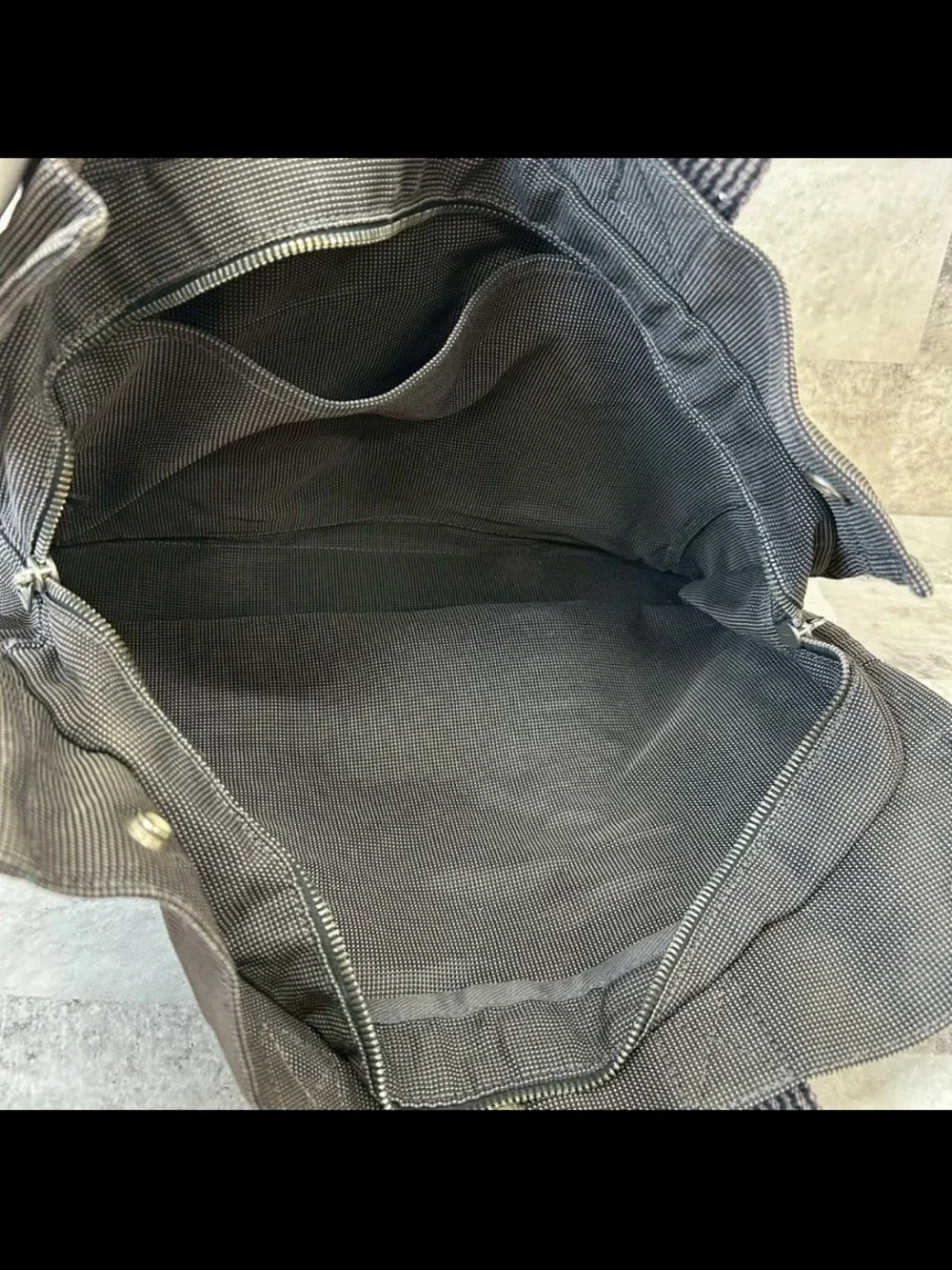 Hermes Black Canvas Weekender Tote